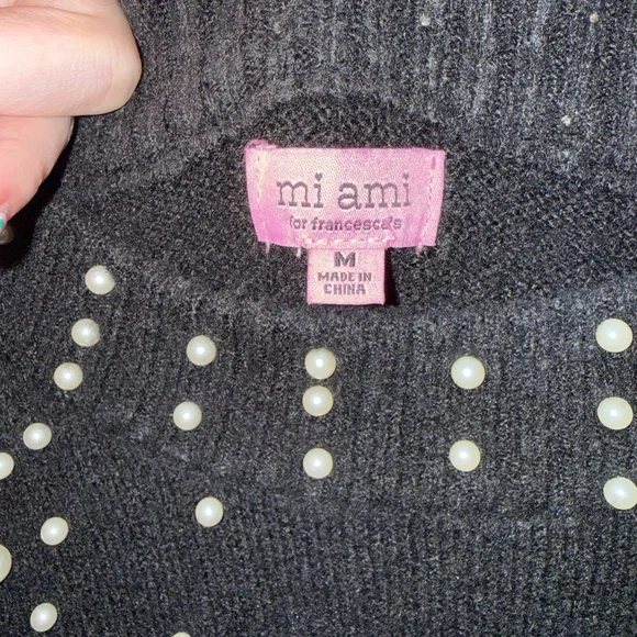 Francesca's Collections Black Pearl-Studded Dress - Picture 3 of 3